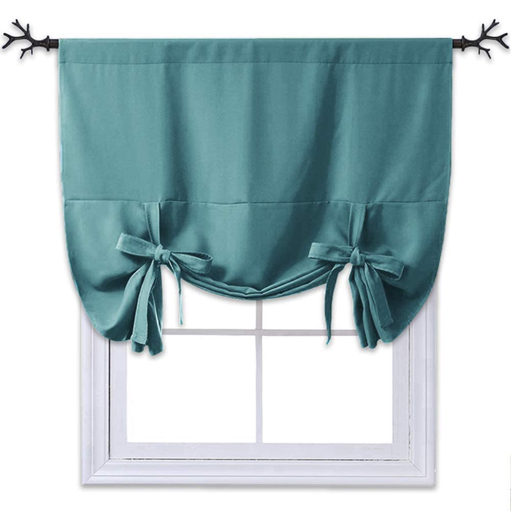 NICETOWN Blackout Tie-Up Valance Curtain - Balloon Shade Bay Window Drape/Drapery for Living Room Christmas Decor (Sea Teal, 1 P